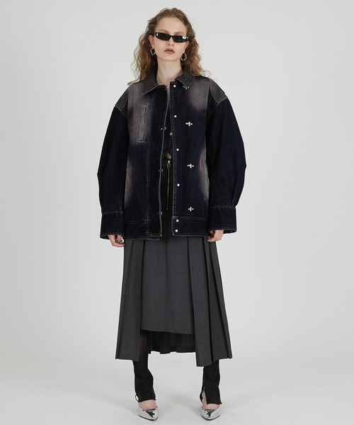 PRANK PROJECT(プランクプロジェクト)の「フロッキーデニムジャケット / Flocky Denim Jacket(デニムジャケット・レディース・レッド/キャメル/ネイビー・FREE)」の6枚目の写真