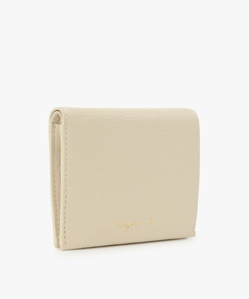 アニエスベー　ベージュ 二つ折り財布 レザー 二つ折り ウォレット' Zoe' ZAW02-01（財布）｜agnes b