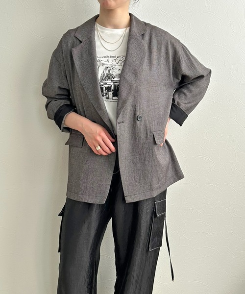LHELBIE(レルビエ)の「オーバーフィットジャケット(テーラードジャケット・レディース・テラコッタ/ネイビー/ブラック・M)」の17枚目の写真
