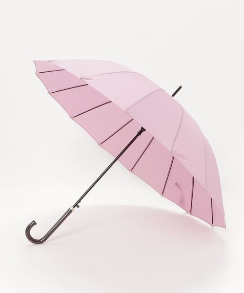 【新品未使用】ブランド柄の長傘 ピンク セール】雨に濡れると柄が浮き上がる ナチュラルベーシック 16本骨 UV
