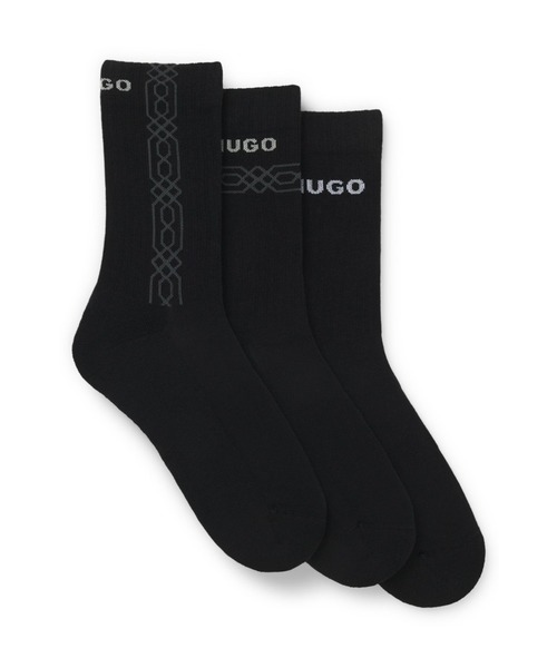 HUGO（ヒューゴ）の「ショートソックス3足セット ロゴディテール（ソックス/靴下・メンズ・ブラック・43-46/39-42）」の2枚目の写真