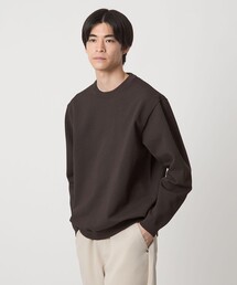 ポリエステル タック編み クルーネック 長袖 ニット