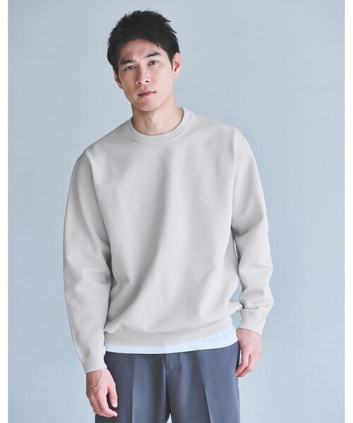green label relaxing（グリーンレーベルリラクシング）の「ポリエステル タック編み クルーネック 長袖 ニット（ニット/セーター・メンズ・ブラック/ライトグレー/ダークブラウン・S/M/L/XL）」の3枚目の写真