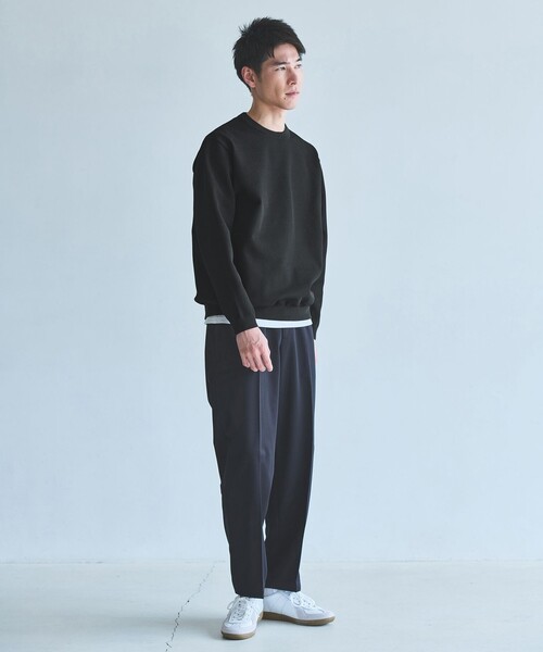 green label relaxing（グリーンレーベルリラクシング）の「ポリエステル タック編み クルーネック 長袖 ニット（ニット/セーター・メンズ・ブラック/ライトグレー/ダークブラウン・S/M/L/XL）」の6枚目の写真