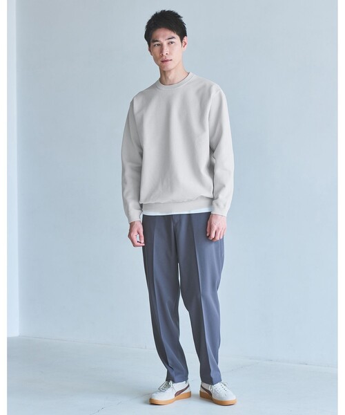 green label relaxing（グリーンレーベルリラクシング）の「ポリエステル タック編み クルーネック 長袖 ニット（ニット/セーター・メンズ・ブラック/ライトグレー/ダークブラウン・S/M/L/XL）」の7枚目の写真