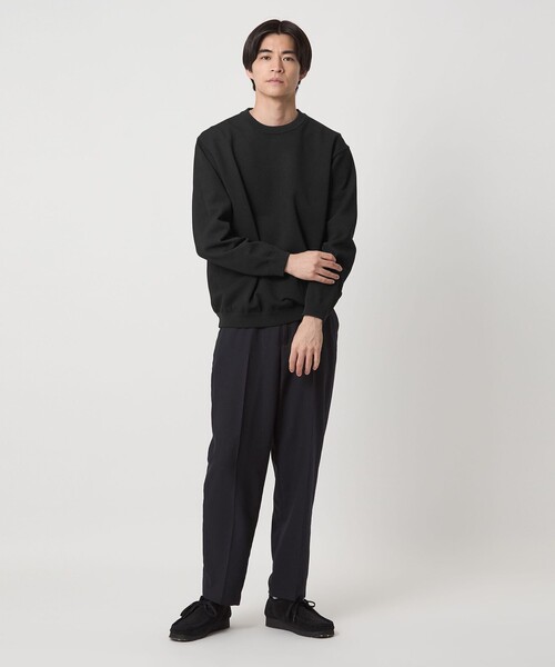 green label relaxing（グリーンレーベルリラクシング）の「ポリエステル タック編み クルーネック 長袖 ニット（ニット/セーター・メンズ・ブラック/ライトグレー/ダークブラウン・S/M/L/XL）」の9枚目の写真