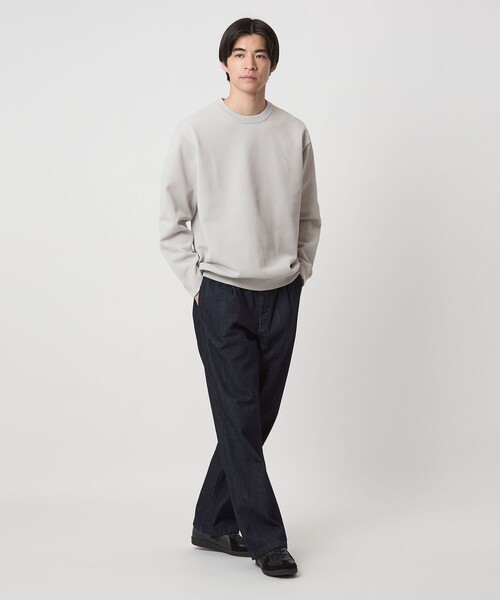 green label relaxing（グリーンレーベルリラクシング）の「ポリエステル タック編み クルーネック 長袖 ニット（ニット/セーター・メンズ・ブラック/ライトグレー/ダークブラウン・S/M/L/XL）」の11枚目の写真