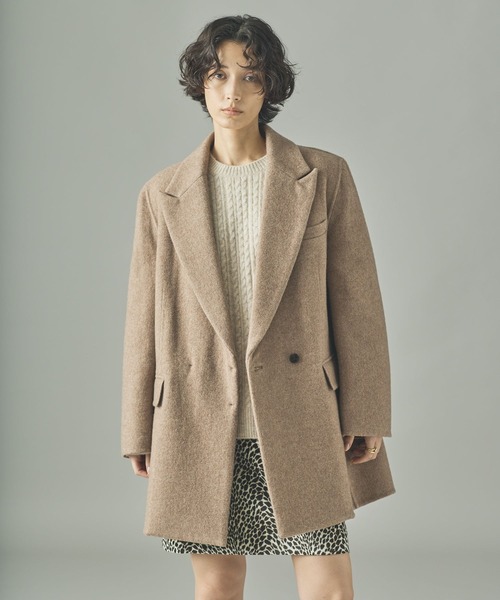 Curensology グレンチェック ウール テーラードジャケット ブラウン Curensology グレンチェック ウール テーラードジャケット