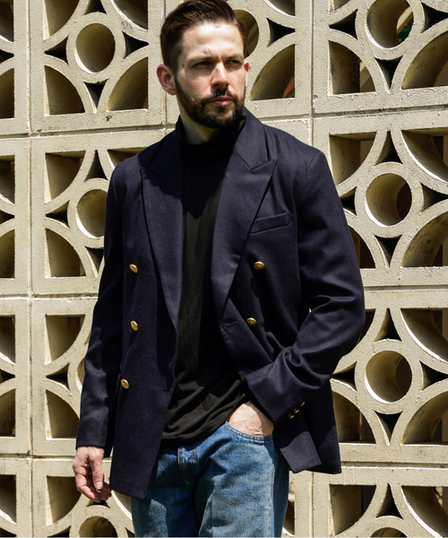 MR.OLIVE（ミスターオリーブ）の「MR.OLIVE ミスターオリーブ / PREMIUM WOOL SAXONY BOUBLE BREASTED BLAZER プレミアムウールサキソニーブレザー / M253121（テーラードジャケット・メンズ・ネイビー・SMALL/MEDIUM/LARGE）」の3枚目の写真
