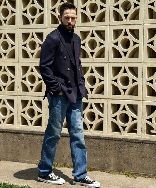 MR.OLIVE（ミスターオリーブ）の「MR.OLIVE ミスターオリーブ / PREMIUM WOOL SAXONY BOUBLE BREASTED BLAZER プレミアムウールサキソニーブレザー / M253121（テーラードジャケット・メンズ・ネイビー・SMALL/MEDIUM/LARGE）」の2枚目の写真