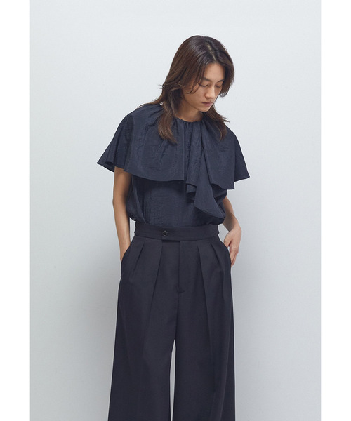 1er Arrondissement（プルミエアロンディスモン）の「ナイロンクロスケープカラーブラウス（シャツ/ブラウス・レディース・ブラック系その他3/イエロー系その他5/オフホワイト・36/38）」の3枚目の写真