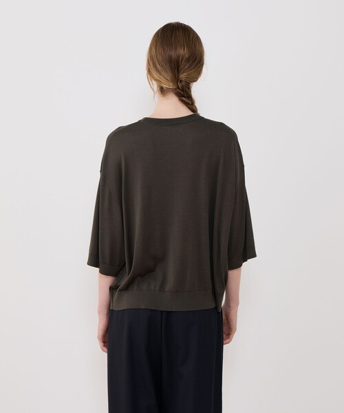 GALERIE VIE（ギャルリー ヴィー）の「シルク ハーフスリーブプルオーバー（ニット/セーター・レディース・ネイビー/チャコールグレー/グリーン・FREE）」の7枚目の写真