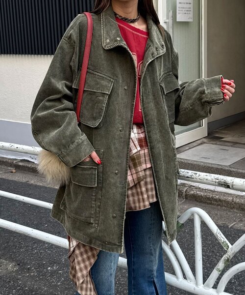 CIAOPANIC（チャオパニック）の「【UNESS/ユーネス】加工コーデュロイモッズコート（モッズコート・レディース・マスタード/ブラウン/カーキ・ONE SIZE）」の3枚目の写真