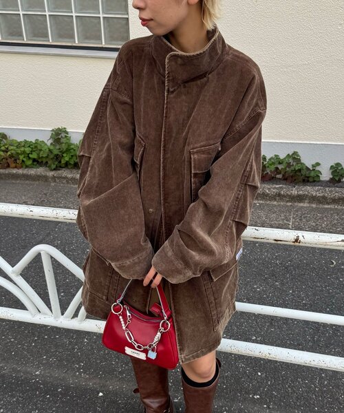 CIAOPANIC（チャオパニック）の「【UNESS/ユーネス】加工コーデュロイモッズコート（モッズコート・レディース・マスタード/ブラウン/カーキ・ONE SIZE）」の4枚目の写真