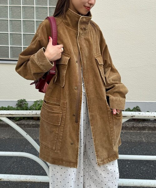 CIAOPANIC（チャオパニック）の「【UNESS/ユーネス】加工コーデュロイモッズコート（モッズコート・レディース・マスタード/ブラウン/カーキ・ONE SIZE）」の18枚目の写真