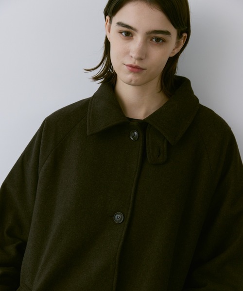flaner(フラネ)の「Loose soutien collar middle coat / ルーズステンカラーミドルコート(ステンカラーコート・レディース・ブラック/ダークブラウン・LARGE/MEDIUM)」の14枚目の写真