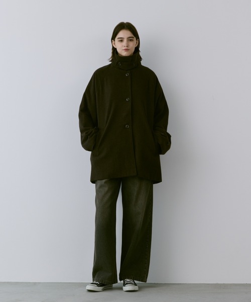 flaner(フラネ)の「Loose soutien collar middle coat / ルーズステンカラーミドルコート(ステンカラーコート・レディース・ブラック/ダークブラウン・LARGE/MEDIUM)」の16枚目の写真