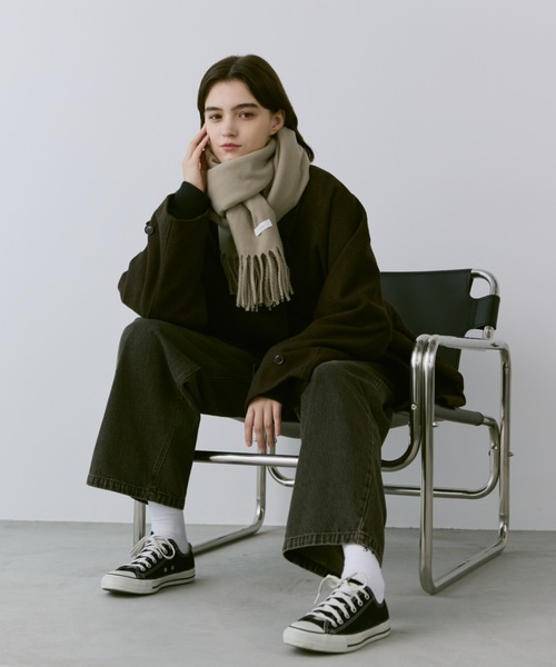 flaner(フラネ)の「Loose soutien collar middle coat / ルーズステンカラーミドルコート(ステンカラーコート・レディース・ブラック/ダークブラウン・LARGE/MEDIUM)」の20枚目の写真