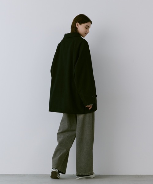 flaner(フラネ)の「Loose soutien collar middle coat / ルーズステンカラーミドルコート(ステンカラーコート・レディース・ブラック/ダークブラウン・LARGE/MEDIUM)」の3枚目の写真