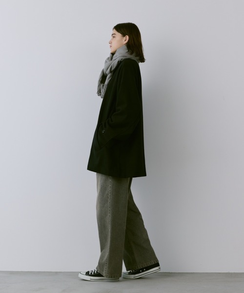 flaner(フラネ)の「Loose soutien collar middle coat / ルーズステンカラーミドルコート(ステンカラーコート・レディース・ブラック/ダークブラウン・LARGE/MEDIUM)」の8枚目の写真