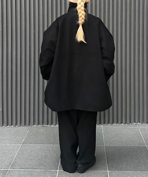 flaner(フラネ)の「Loose soutien collar middle coat / ルーズステンカラーミドルコート(ステンカラーコート・レディース・ブラック/ダークブラウン・LARGE/MEDIUM)」の22枚目の写真