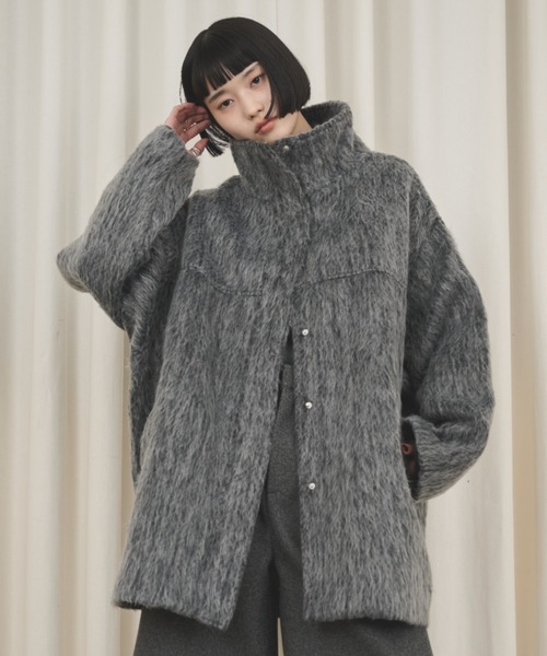 ミックスシャギースタンドネックコート（その他アウター）｜AIC