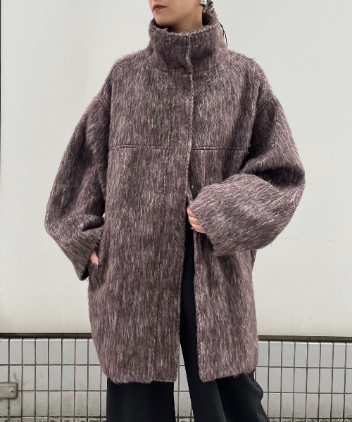 【トレンド見えアウター】シャギーコート yuiさんコラボ＞ウール混シャギーコート（チェスターコート