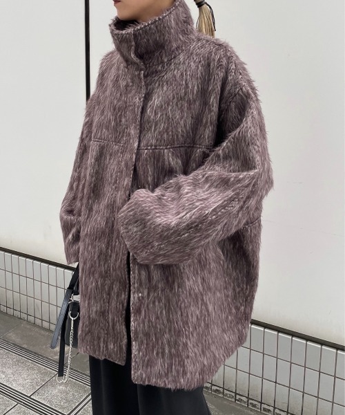 lawgy シャギー　コート　グレー lawgy（ラウジー）の「shaggy accent button jacket coat
