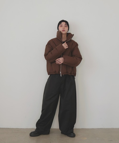 LIAN(リアン)の「チェックファイバーショートダウン(ダウンジャケット/コート・レディース・グレイッシュベージュ/ブラック/アイボリー/ブラウン・FREE)」の7枚目の写真