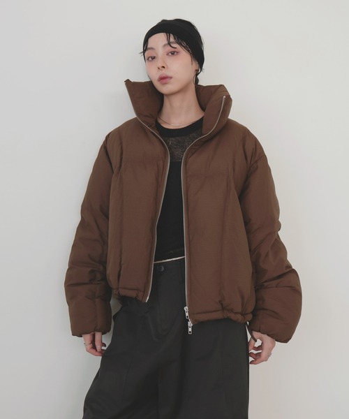 チェックファイバーショートダウン（ダウンジャケット/コート