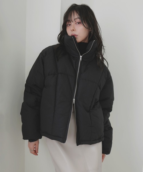 LIAN(リアン)の「チェックファイバーショートダウン(ダウンジャケット/コート・レディース・グレイッシュベージュ/ブラック/アイボリー/ブラウン・FREE)」の17枚目の写真