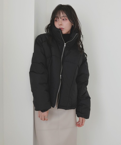 LIAN(リアン)の「チェックファイバーショートダウン(ダウンジャケット/コート・レディース・グレイッシュベージュ/ブラック/アイボリー/ブラウン・FREE)」の19枚目の写真