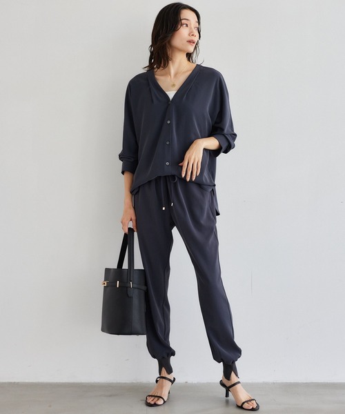 BARNYARDSTORM（バンヤードストーム）の「BARNYARDSTORM / ダブルクロスシャツカーデ ＜セットアップ対応＞【「BABALOG」チャンネルご紹介アイテム】【新色追加】（シャツ/ブラウス・レディース・チャコール/ホワイト/ブラック/モカ・M/S）」の11枚目の写真