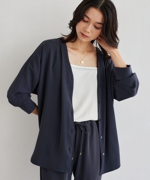 BARNYARDSTORM（バンヤードストーム）の「BARNYARDSTORM / ダブルクロスシャツカーデ ＜セットアップ対応＞【「BABALOG」チャンネルご紹介アイテム】【新色追加】（シャツ/ブラウス・レディース・チャコール/ホワイト/ブラック/モカ・M/S）」の9枚目の写真