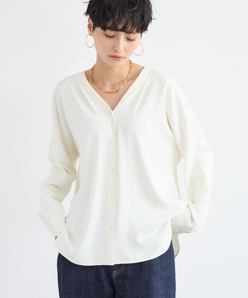 BARNYARDSTORM（バンヤードストーム）の「BARNYARDSTORM / ダブルクロスシャツカーデ ＜セットアップ対応＞【「BABALOG」チャンネルご紹介アイテム】【新色追加】（シャツ/ブラウス・レディース・チャコール/ホワイト/ブラック/モカ・M/S）」の20枚目の写真