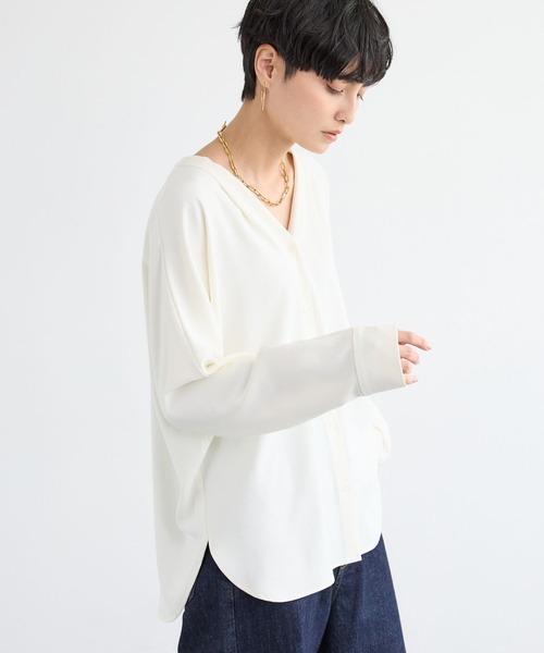 BARNYARDSTORM（バンヤードストーム）の「BARNYARDSTORM / ダブルクロスシャツカーデ ＜セットアップ対応＞【「BABALOG」チャンネルご紹介アイテム】【新色追加】（シャツ/ブラウス・レディース・チャコール/ホワイト/ブラック/モカ・M/S）」の21枚目の写真