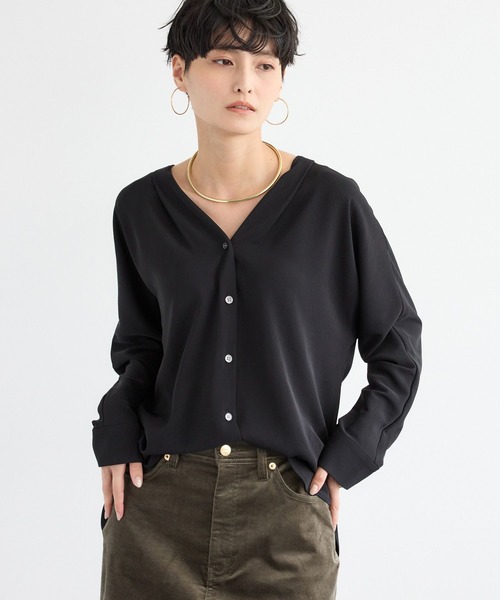 BARNYARDSTORM（バンヤードストーム）の「BARNYARDSTORM / ダブルクロスシャツカーデ ＜セットアップ対応＞【「BABALOG」チャンネルご紹介アイテム】【新色追加】（シャツ/ブラウス・レディース・チャコール/ホワイト/ブラック/モカ・M/S）」の12枚目の写真