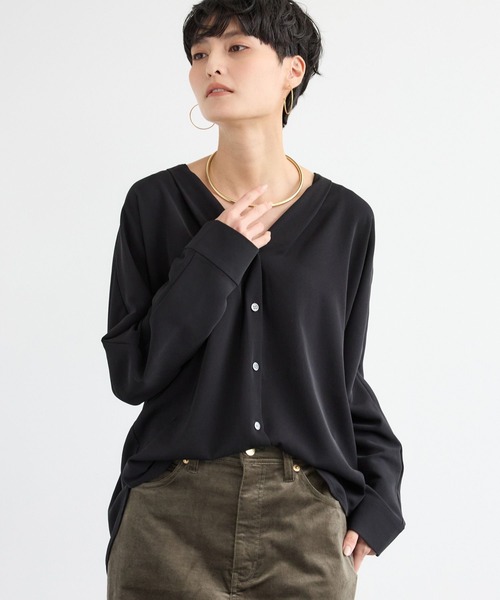 BARNYARDSTORM（バンヤードストーム）の「BARNYARDSTORM / ダブルクロスシャツカーデ ＜セットアップ対応＞【「BABALOG」チャンネルご紹介アイテム】【新色追加】（シャツ/ブラウス・レディース・チャコール/ホワイト/ブラック/モカ・M/S）」の13枚目の写真