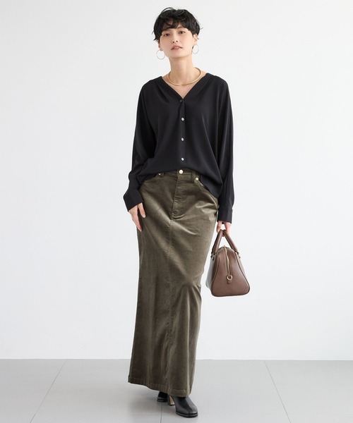 BARNYARDSTORM（バンヤードストーム）の「BARNYARDSTORM / ダブルクロスシャツカーデ ＜セットアップ対応＞【「BABALOG」チャンネルご紹介アイテム】【新色追加】（シャツ/ブラウス・レディース・チャコール/ホワイト/ブラック/モカ・M/S）」の14枚目の写真