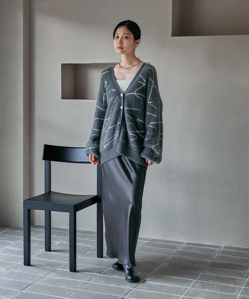 POLITICIAN（ポリティシャン） VINTAGE LAVENDER 46 7ゲージスケッチラインカーディガン 587872（カーディガン/ボレロ