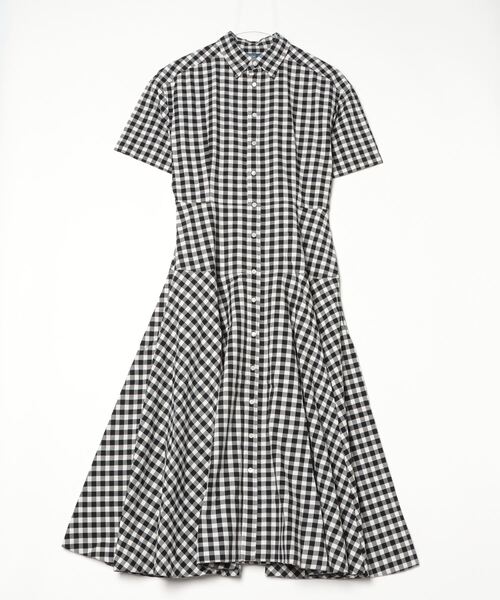 コットン シアサッカー パネルド シャツドレス（シャツワンピース