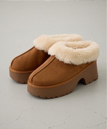 AZUL BY MOUSSY(アズールバイマウジー)の厚底ムートンヒールデザインスリッポン(スリッポン)