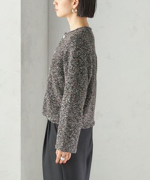 セール】〈手洗い可能〉ミックス ヤーン ニット ジャケット