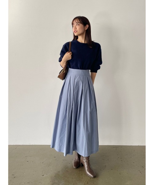 COHINA(コヒナ)の「ハイウエストタックフレアスカート 【低身長・小柄女性】(スカート・レディース・ネイビー/ブルー・XS-Regular/S-Regular)」の9枚目の写真