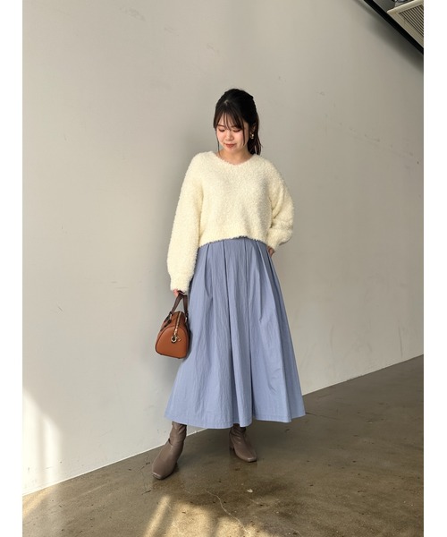 COHINA(コヒナ)の「ハイウエストタックフレアスカート 【低身長・小柄女性】(スカート・レディース・ネイビー/ブルー・XS-Regular/S-Regular)」の10枚目の写真