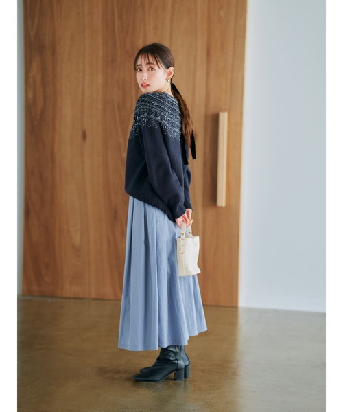COHINA(コヒナ)の「ハイウエストタックフレアスカート 【低身長・小柄女性】(スカート・レディース・ネイビー/ブルー・XS-Regular/S-Regular)」の8枚目の写真