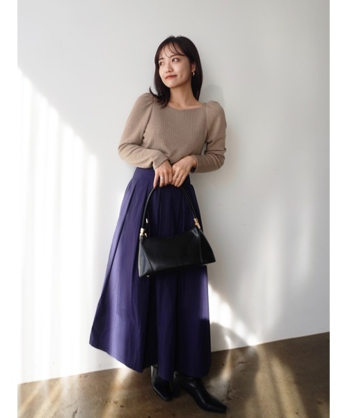 COHINA(コヒナ)の「ハイウエストタックフレアスカート 【低身長・小柄女性】(スカート・レディース・ネイビー/ブルー・XS-Regular/S-Regular)」の12枚目の写真