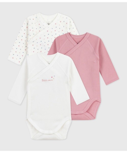 PETIT BATEAU（プチバトー）の「長袖あわせボディ３枚組（肌着・キッズ・その他1/その他2・NewBorn/3MONTH/6MONTH/12MONTH）」の2枚目の写真