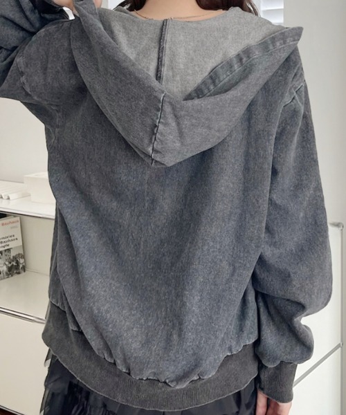 A.D.C.L.(エーディーシーエル)の「フード付き フルジップ デニムジャケット(Gジャン)(デニムジャケット・レディース・ブラック/ブルー・M/L)」の4枚目の写真