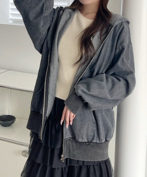 A.D.C.L.(エーディーシーエル)の「フード付き フルジップ デニムジャケット(Gジャン)(デニムジャケット・レディース・ブラック/ブルー・M/L)」の20枚目の写真